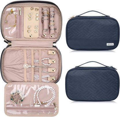 Travel Jewelry Organizer Box, Foldable Travel Case for Earrings, Necklaces, Rings, Bracelets, Black
