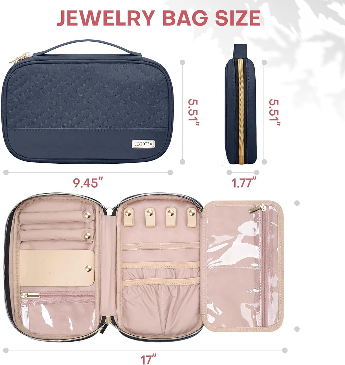 Travel Jewelry Organizer Box, Foldable Travel Case for Earrings, Necklaces, Rings, Bracelets, Black