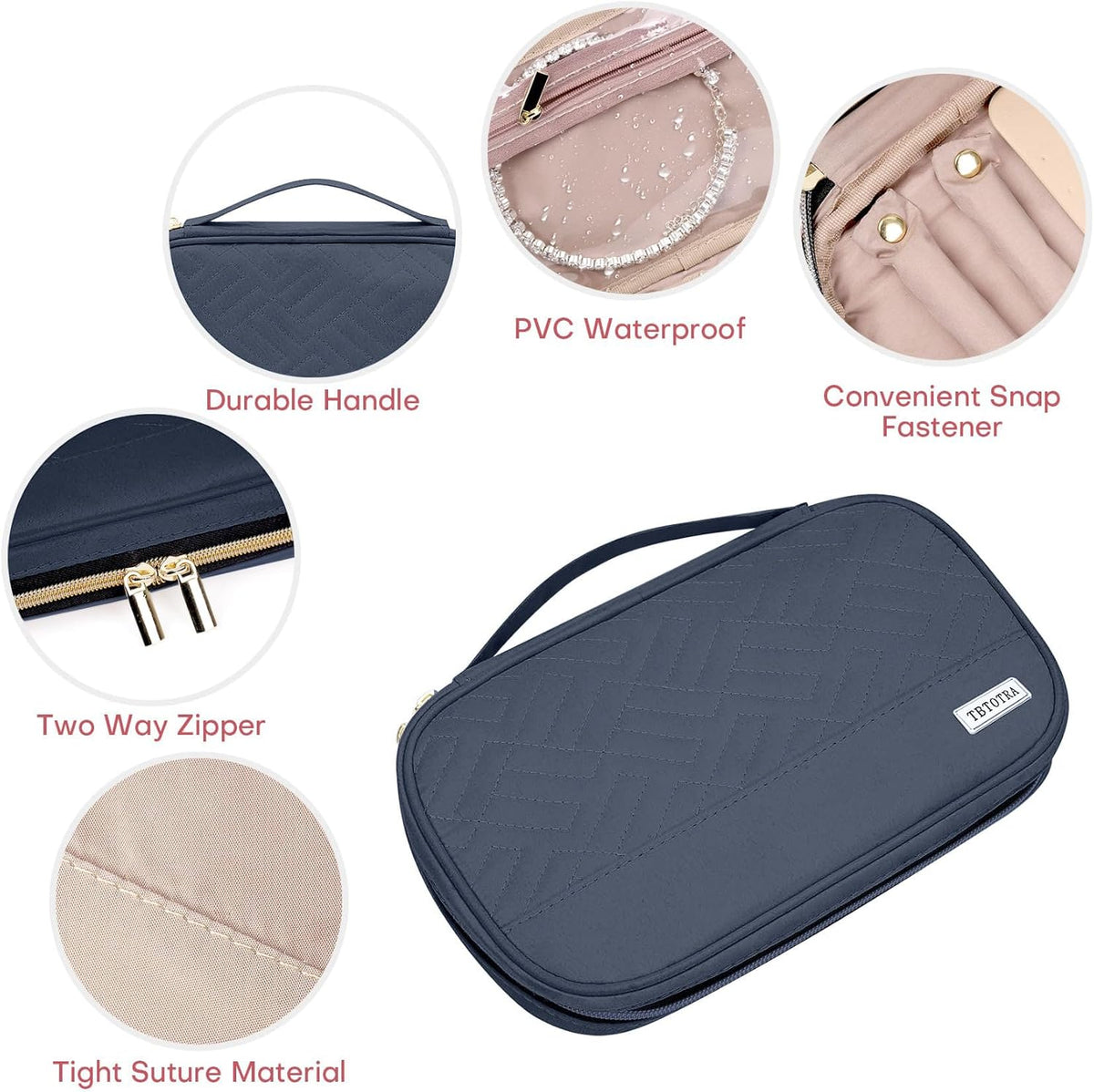 Travel Jewelry Organizer Box, Foldable Travel Case for Earrings, Necklaces, Rings, Bracelets, Black