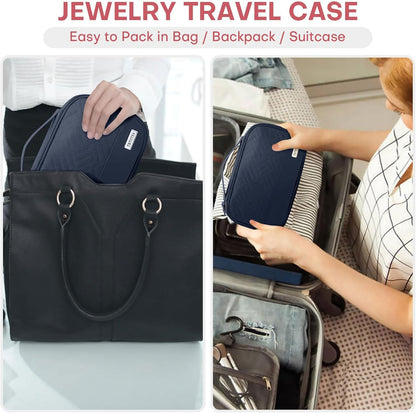 Travel Jewelry Organizer Box, Foldable Travel Case for Earrings, Necklaces, Rings, Bracelets, Black
