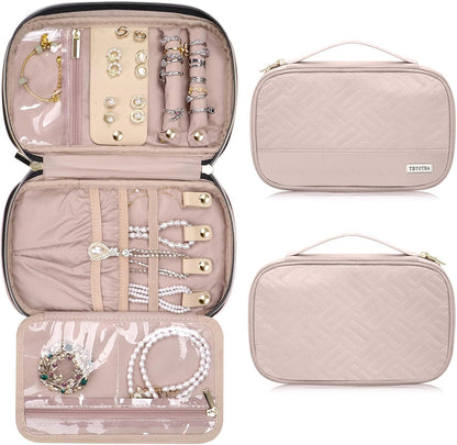 Travel Jewelry Organizer Box, Foldable Travel Case for Earrings, Necklaces, Rings, Bracelets, Black