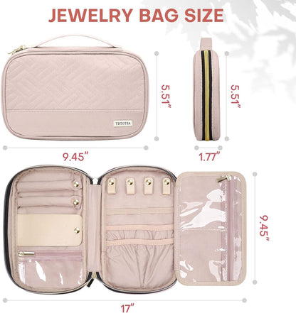 Travel Jewelry Organizer Box, Foldable Travel Case for Earrings, Necklaces, Rings, Bracelets, Black