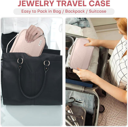Travel Jewelry Organizer Box, Foldable Travel Case for Earrings, Necklaces, Rings, Bracelets, Black