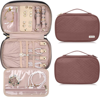 Travel Jewelry Organizer Box, Foldable Travel Case for Earrings, Necklaces, Rings, Bracelets, Black