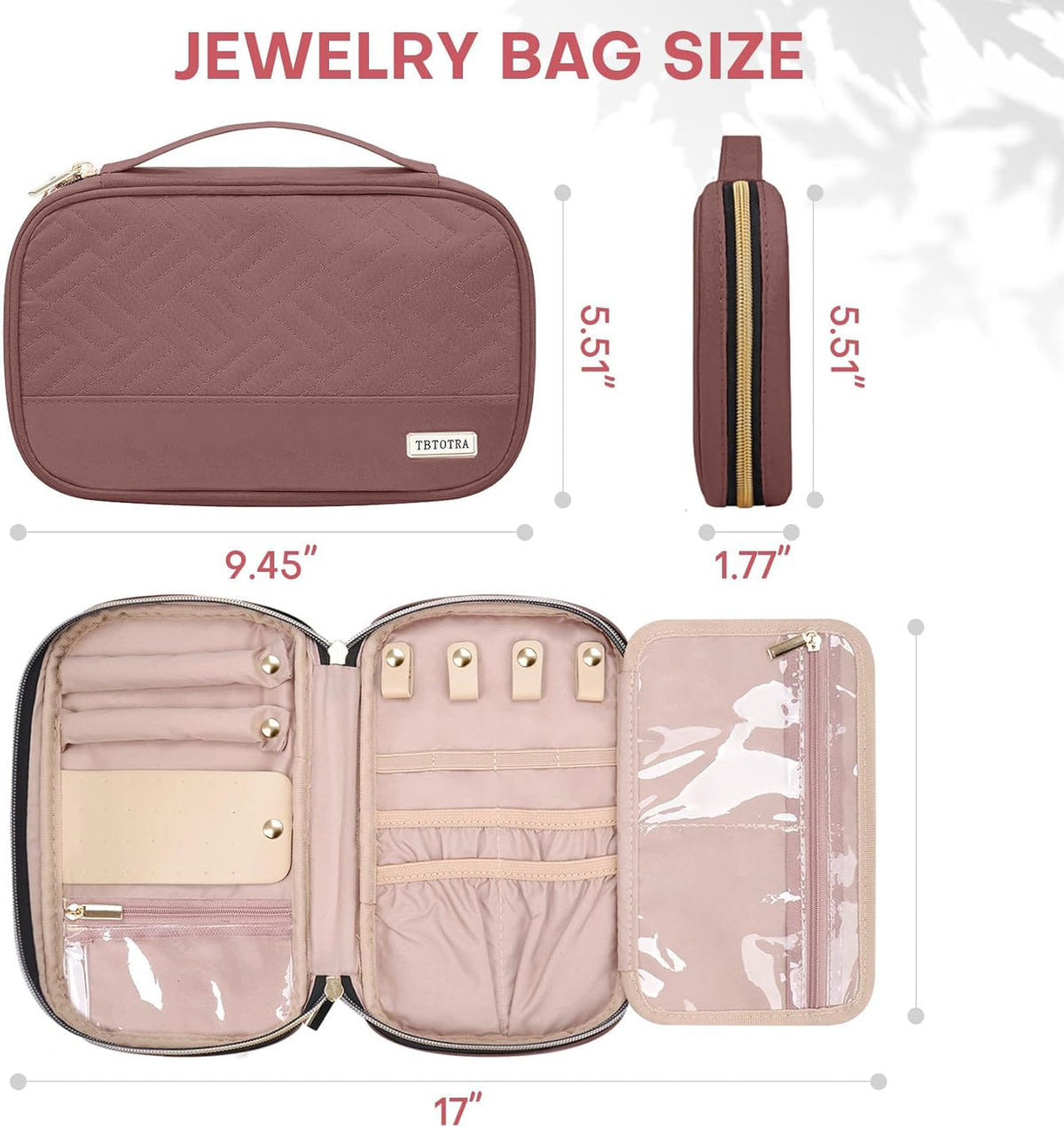 Travel Jewelry Organizer Box, Foldable Travel Case for Earrings, Necklaces, Rings, Bracelets, Black