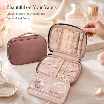 Travel Jewelry Organizer Box, Foldable Travel Case for Earrings, Necklaces, Rings, Bracelets, Black