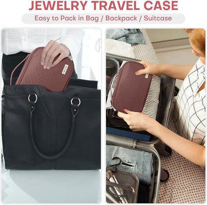 Travel Jewelry Organizer Box, Foldable Travel Case for Earrings, Necklaces, Rings, Bracelets, Black