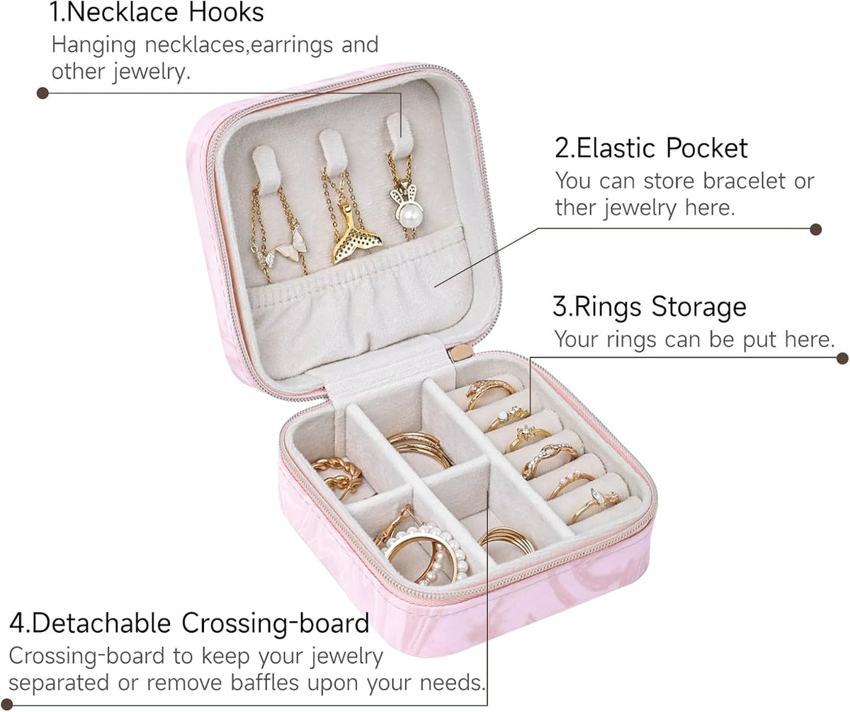 Travel Jewelry Case, Small Jewelry Box Portable Jewelry Travel Organizer Display Storage Case for Rings Earring Necklace Bracelet, Gift for Women Girls, Green