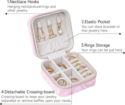 Travel Jewelry Case, Small Jewelry Box Portable Jewelry Travel Organizer Display Storage Case for Rings Earring Necklace Bracelet, Gift for Women Girls, Green