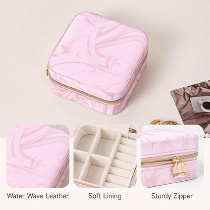 Travel Jewelry Case, Small Jewelry Box Portable Jewelry Travel Organizer Display Storage Case for Rings Earring Necklace Bracelet, Gift for Women Girls, Green