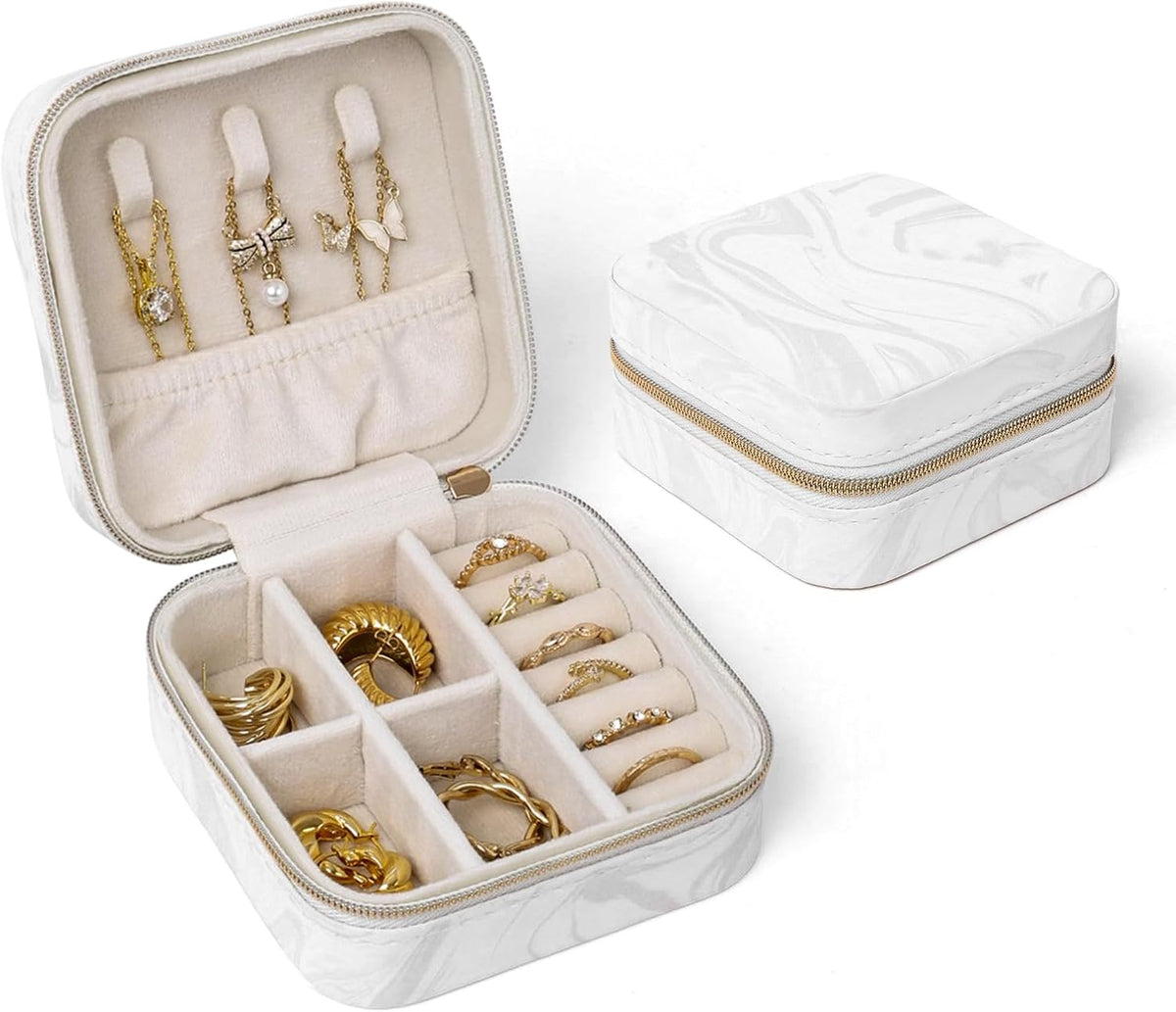 Travel Jewelry Case, Small Jewelry Box Portable Jewelry Travel Organizer Display Storage Case for Rings Earring Necklace Bracelet, Gift for Women Girls, Green