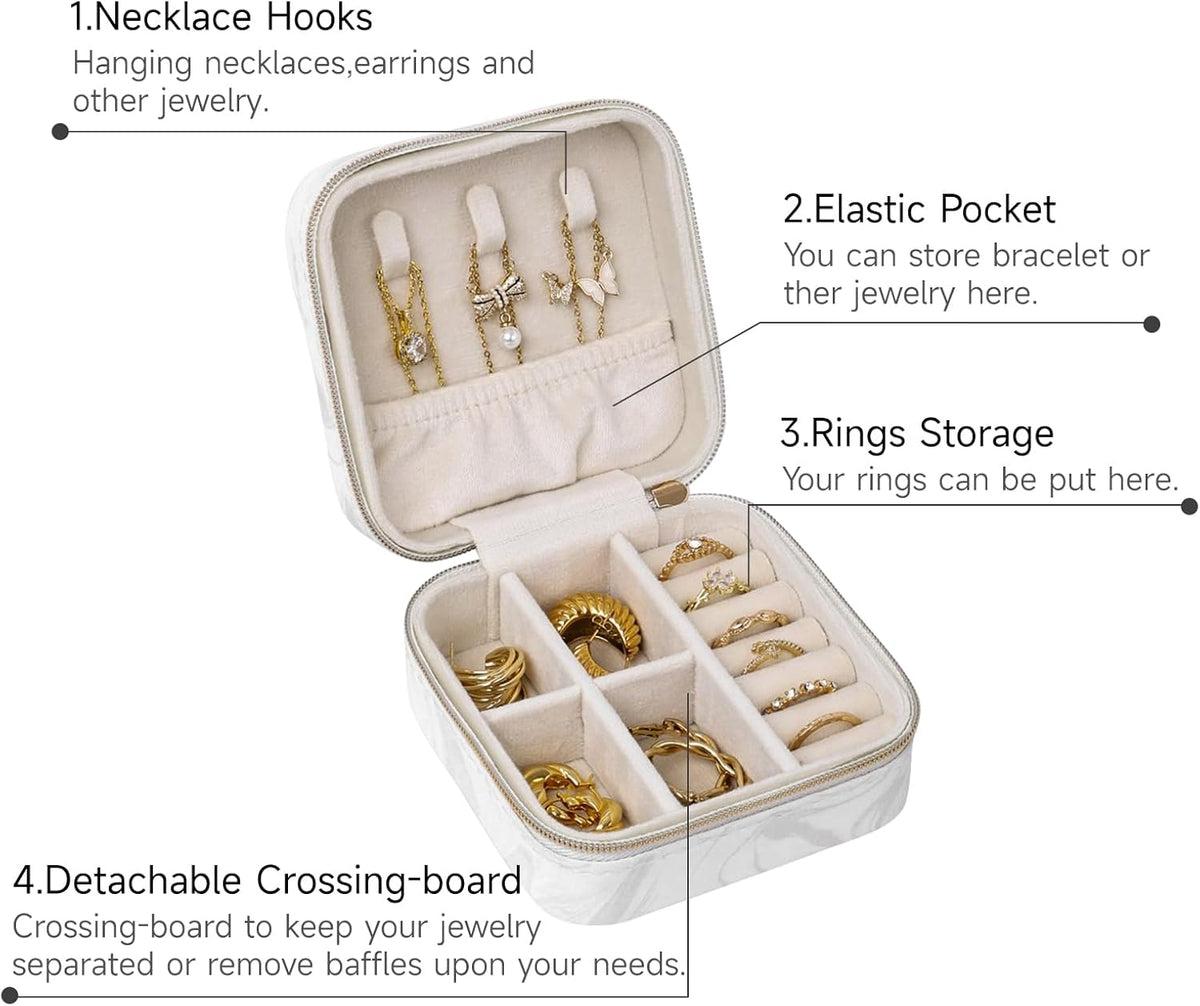 Travel Jewelry Case, Small Jewelry Box Portable Jewelry Travel Organizer Display Storage Case for Rings Earring Necklace Bracelet, Gift for Women Girls, Green