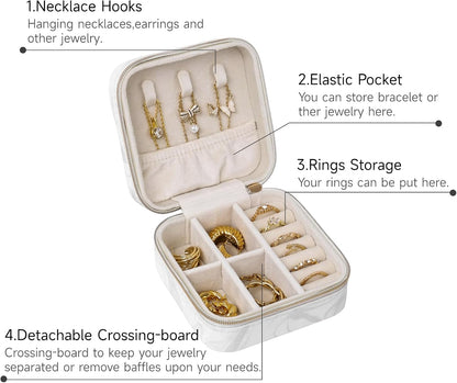 Travel Jewelry Case, Small Jewelry Box Portable Jewelry Travel Organizer Display Storage Case for Rings Earring Necklace Bracelet, Gift for Women Girls, Green