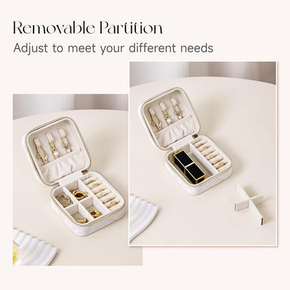 Travel Jewelry Case, Small Jewelry Box Portable Jewelry Travel Organizer Display Storage Case for Rings Earring Necklace Bracelet, Gift for Women Girls, Green