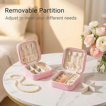 Travel Jewelry Case, Small Jewelry Box Portable Jewelry Travel Organizer Display Storage Case for Rings Earring Necklace Bracelet, Gift for Women Girls, Green