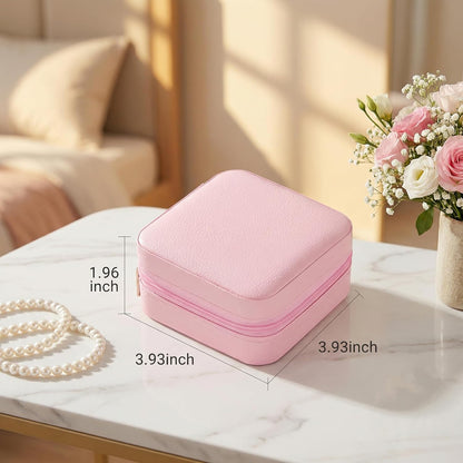 Travel Jewelry Case, Small Jewelry Box Portable Jewelry Travel Organizer Display Storage Case for Rings Earring Necklace Bracelet, Gift for Women Girls, Green
