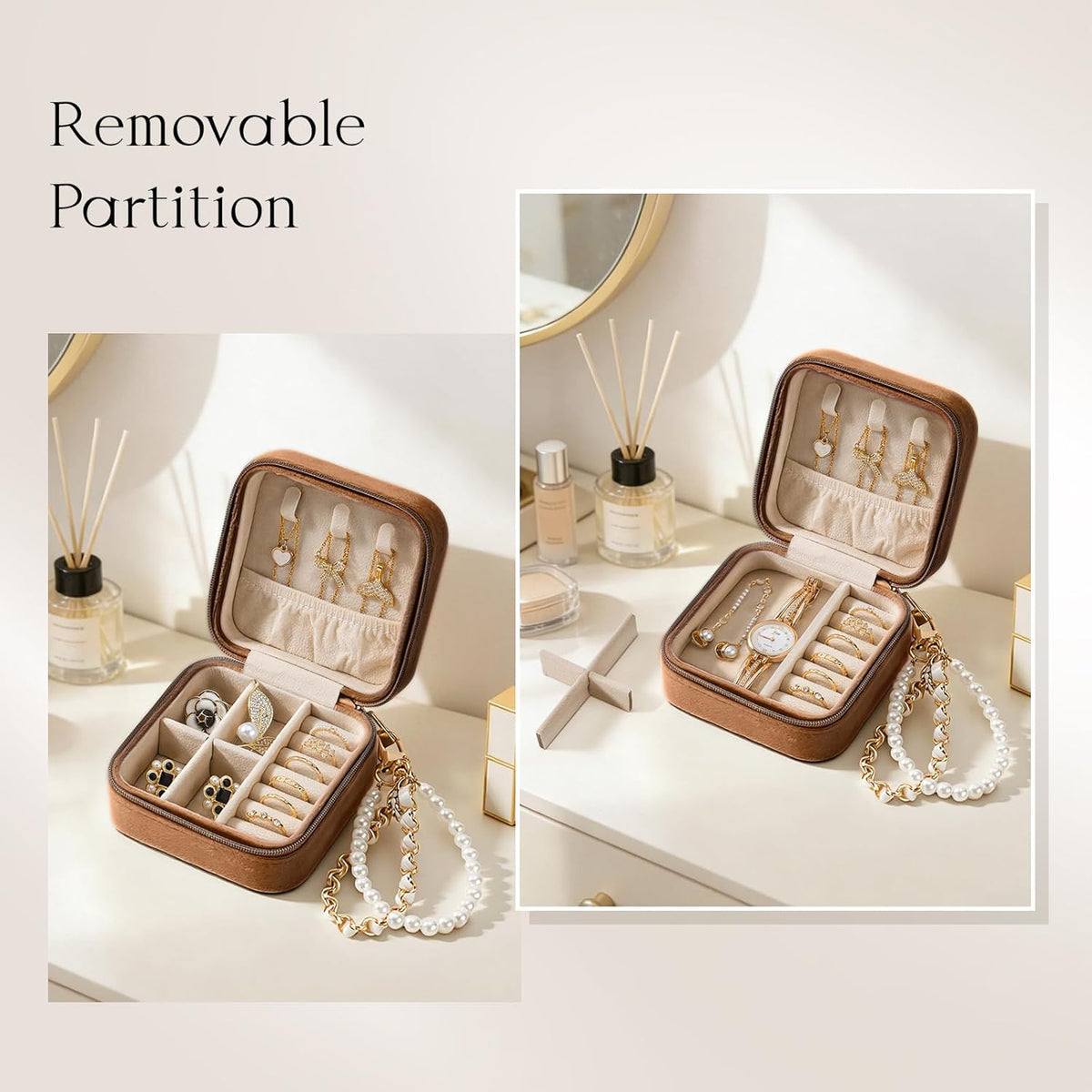 Travel Jewelry Case, Small Jewelry Box Portable Jewelry Travel Organizer Display Storage Case for Rings Earring Necklace Bracelet, Gift for Women Girls, Green
