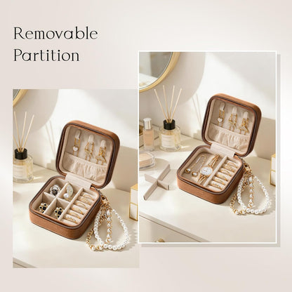 Travel Jewelry Case, Small Jewelry Box Portable Jewelry Travel Organizer Display Storage Case for Rings Earring Necklace Bracelet, Gift for Women Girls, Green