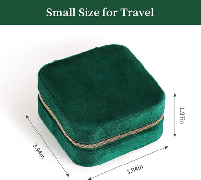 Travel Jewelry Case, Small Jewelry Box Portable Jewelry Travel Organizer Display Storage Case for Rings Earring Necklace Bracelet, Gift for Women Girls, Green