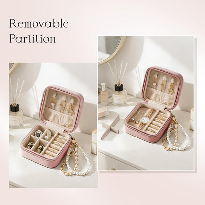 Travel Jewelry Case, Small Jewelry Box Portable Jewelry Travel Organizer Display Storage Case for Rings Earring Necklace Bracelet, Gift for Women Girls, Green