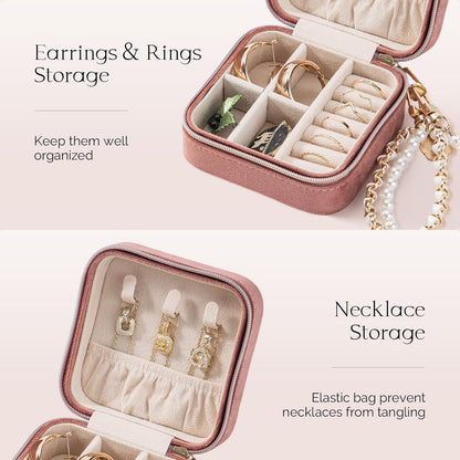 Travel Jewelry Case, Small Jewelry Box Portable Jewelry Travel Organizer Display Storage Case for Rings Earring Necklace Bracelet, Gift for Women Girls, Green