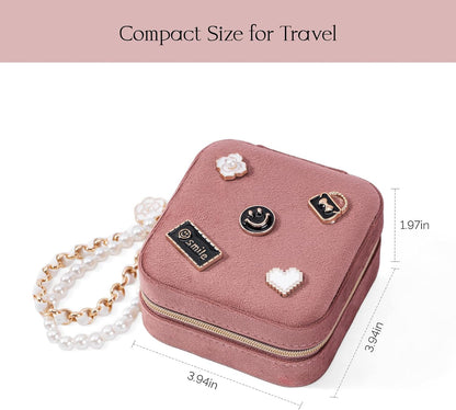 Travel Jewelry Case, Small Jewelry Box Portable Jewelry Travel Organizer Display Storage Case for Rings Earring Necklace Bracelet, Gift for Women Girls, Green