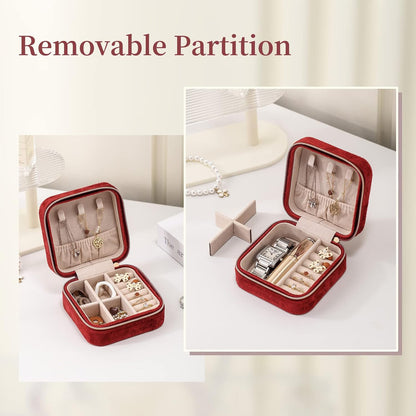 Travel Jewelry Case, Small Jewelry Box Portable Jewelry Travel Organizer Display Storage Case for Rings Earring Necklace Bracelet, Gift for Women Girls, Green