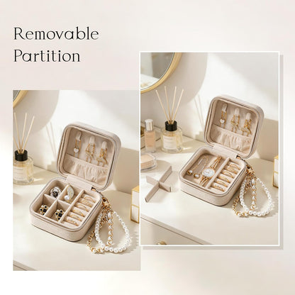 Travel Jewelry Case, Small Jewelry Box Portable Jewelry Travel Organizer Display Storage Case for Rings Earring Necklace Bracelet, Gift for Women Girls, Green