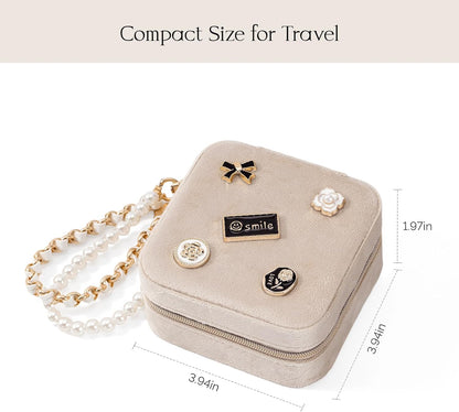 Travel Jewelry Case, Small Jewelry Box Portable Jewelry Travel Organizer Display Storage Case for Rings Earring Necklace Bracelet, Gift for Women Girls, Green