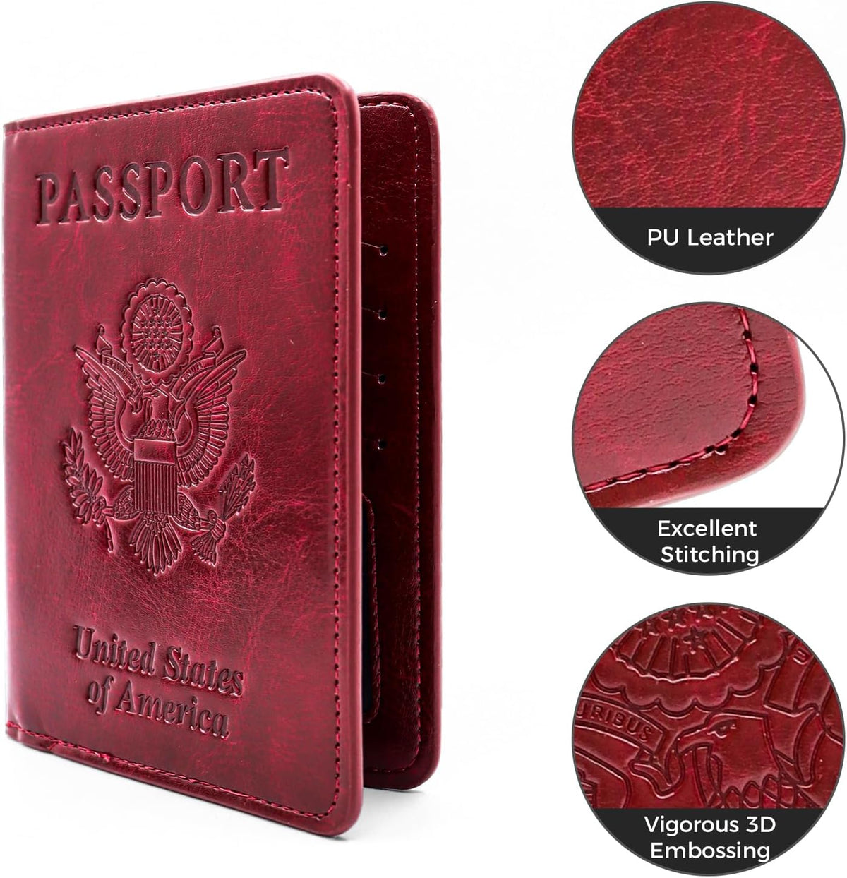 Passport Holder for Travel Essentials RFID Blocking Wallet Card Case PU Leather Passport Cover Women and Men (Blue)