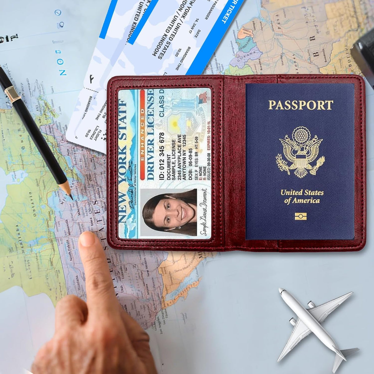 Passport Holder for Travel Essentials RFID Blocking Wallet Card Case PU Leather Passport Cover Women and Men (Blue)