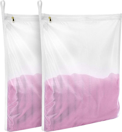 2 Pack Delicates Laundry Bags, Fine Mesh Wash Bag with Hanging Loop | Large for Lingerie, Shirts, Sweaters, Underwear, Bra, Silk, Socks