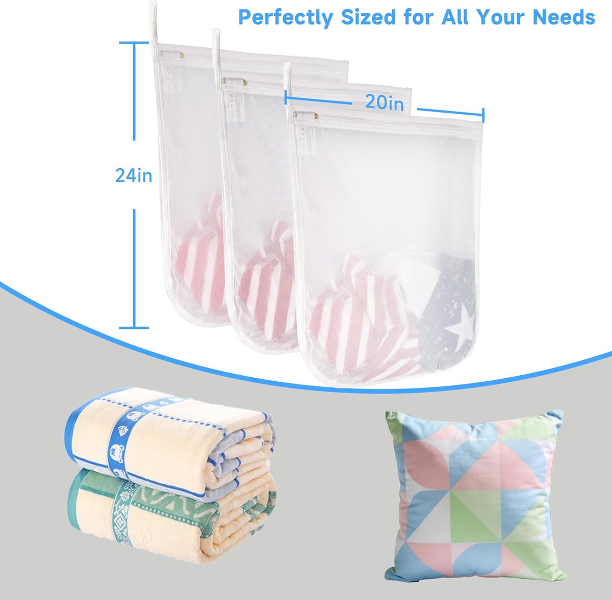 2 Pack Delicates Laundry Bags, Fine Mesh Wash Bag with Hanging Loop | Large for Lingerie, Shirts, Sweaters, Underwear, Bra, Silk, Socks