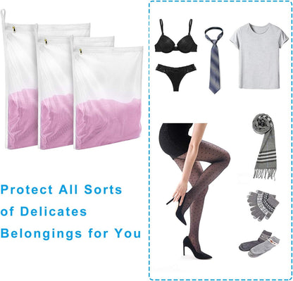 2 Pack Delicates Laundry Bags, Fine Mesh Wash Bag with Hanging Loop | Large for Lingerie, Shirts, Sweaters, Underwear, Bra, Silk, Socks
