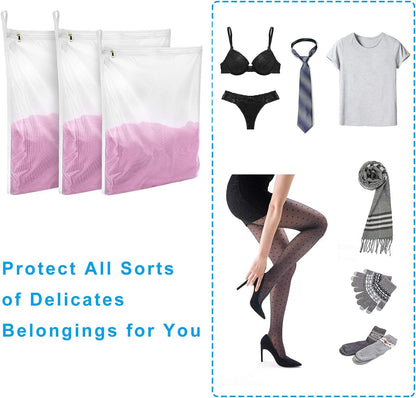 2 Pack Delicates Laundry Bags, Fine Mesh Wash Bag with Hanging Loop | Large for Lingerie, Shirts, Sweaters, Underwear, Bra, Silk, Socks