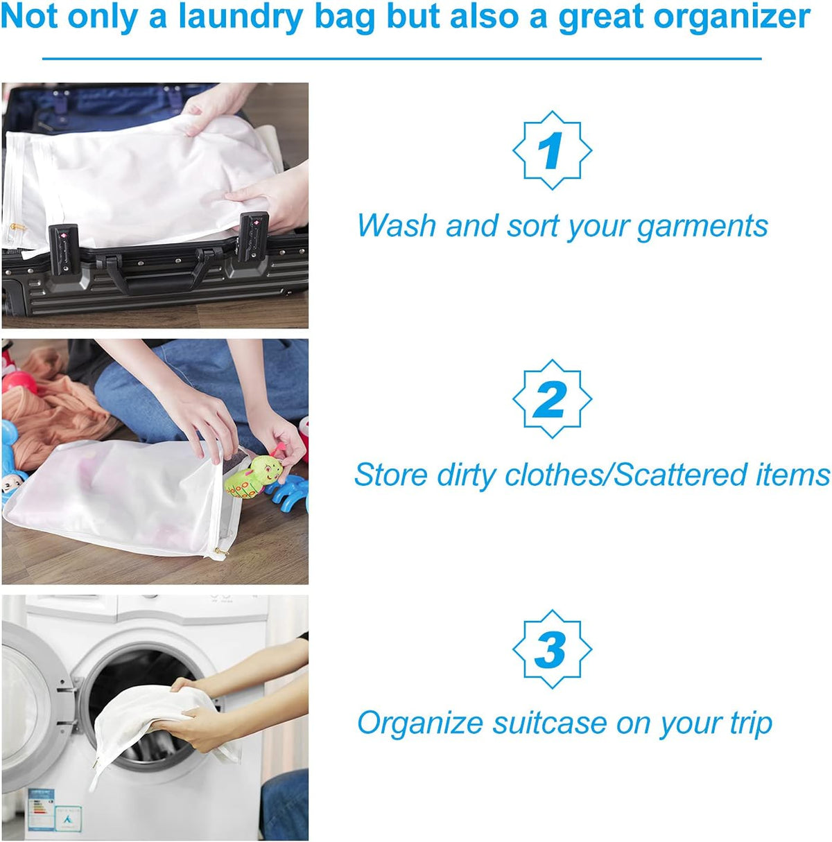 2 Pack Delicates Laundry Bags, Fine Mesh Wash Bag with Hanging Loop | Large for Lingerie, Shirts, Sweaters, Underwear, Bra, Silk, Socks