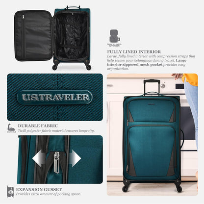 Aviron Bay Expandable Softside Luggage With Spinner Wheels, Navy, Carry-on 23-Inch