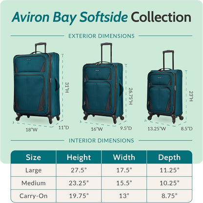 Aviron Bay Expandable Softside Luggage With Spinner Wheels, Navy, Carry-on 23-Inch
