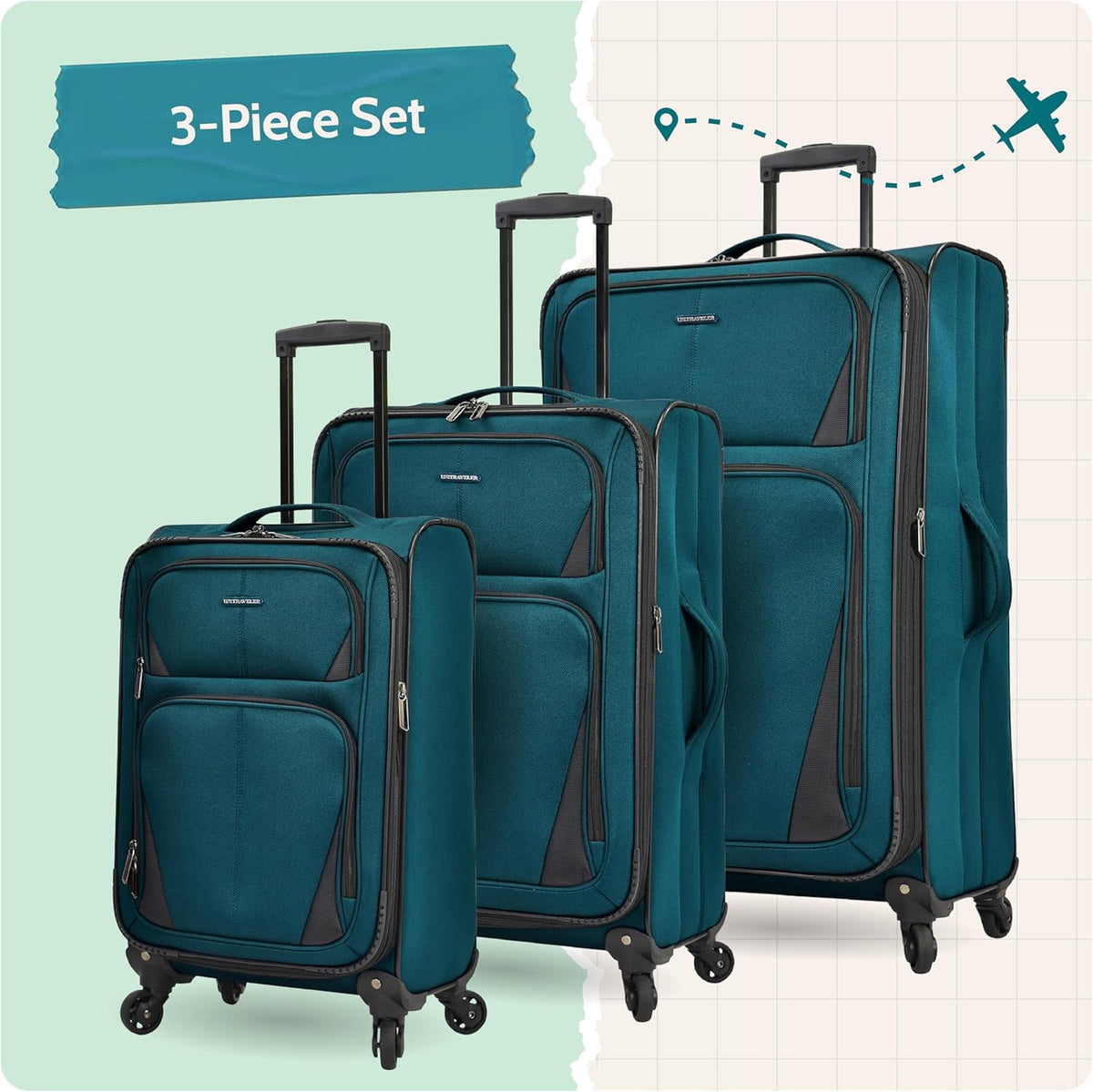 Aviron Bay Expandable Softside Luggage With Spinner Wheels, Navy, Carry-on 23-Inch