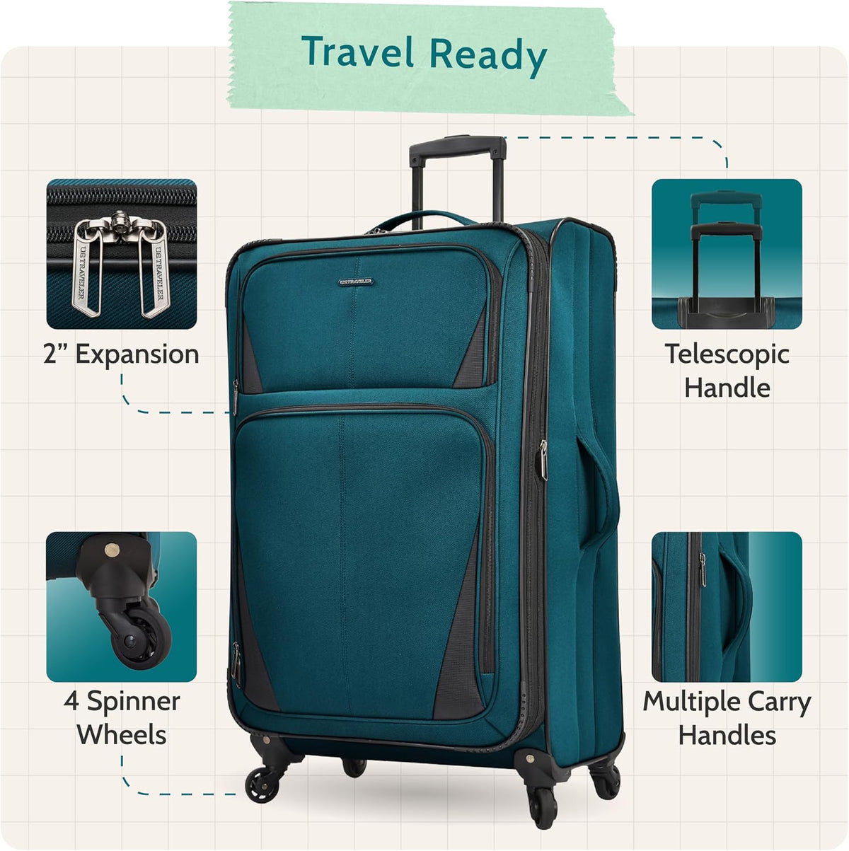 Aviron Bay Expandable Softside Luggage With Spinner Wheels, Navy, Carry-on 23-Inch