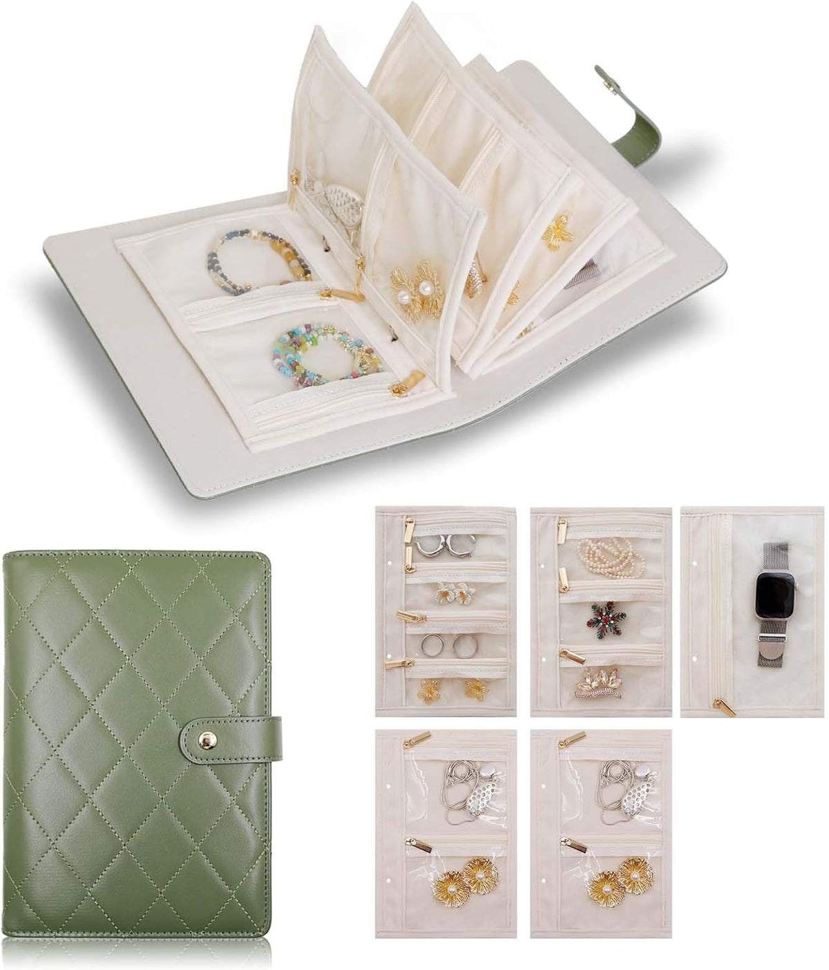 Travel Jewelry Organizer Case ， Portable Jewelry Organizers Storage Book, Compact Jewelry Roll for Earrings, Rings, Necklaces - Perfect Jewelry Travel Bag for Women