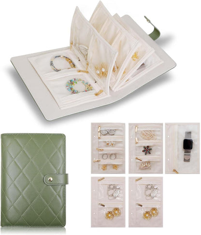 Travel Jewelry Organizer Case ， Portable Jewelry Organizers Storage Book, Compact Jewelry Roll for Earrings, Rings, Necklaces - Perfect Jewelry Travel Bag for Women