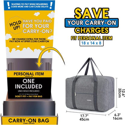 For Spirit Airlines Personal Item Bag Foldable Travel Duffel Bag Tote Carry on Luggage Duffle Overnight for Women and Men
