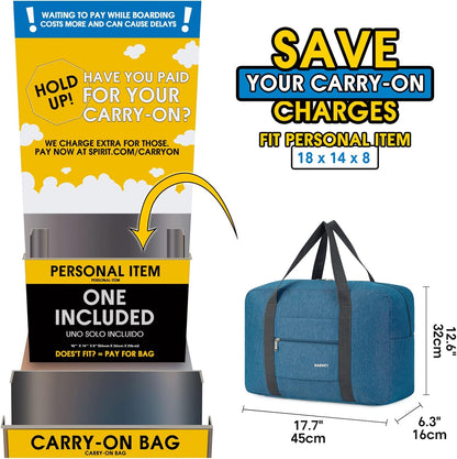For Spirit Airlines Personal Item Bag Foldable Travel Duffel Bag Tote Carry on Luggage Duffle Overnight for Women and Men