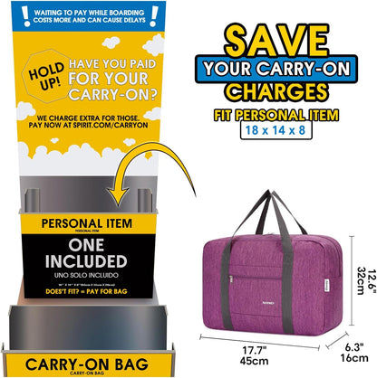 For Spirit Airlines Personal Item Bag Foldable Travel Duffel Bag Tote Carry on Luggage Duffle Overnight for Women and Men