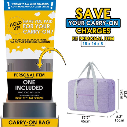 For Spirit Airlines Personal Item Bag Foldable Travel Duffel Bag Tote Carry on Luggage Duffle Overnight for Women and Men