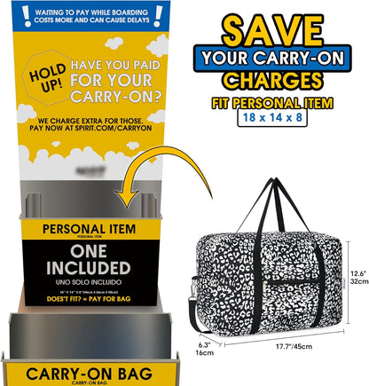 For Spirit Airlines Personal Item Bag Foldable Travel Duffel Bag Tote Carry on Luggage Duffle Overnight for Women and Men