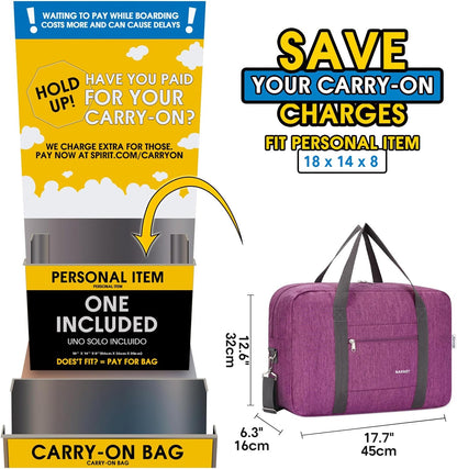 For Spirit Airlines Personal Item Bag Foldable Travel Duffel Bag Tote Carry on Luggage Duffle Overnight for Women and Men