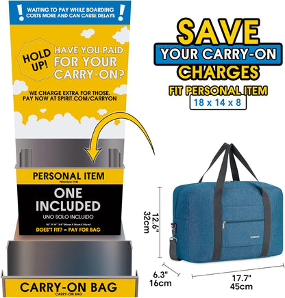For Spirit Airlines Personal Item Bag Foldable Travel Duffel Bag Tote Carry on Luggage Duffle Overnight for Women and Men