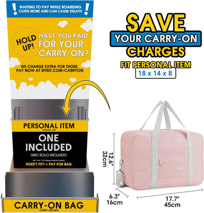 For Spirit Airlines Personal Item Bag Foldable Travel Duffel Bag Tote Carry on Luggage Duffle Overnight for Women and Men